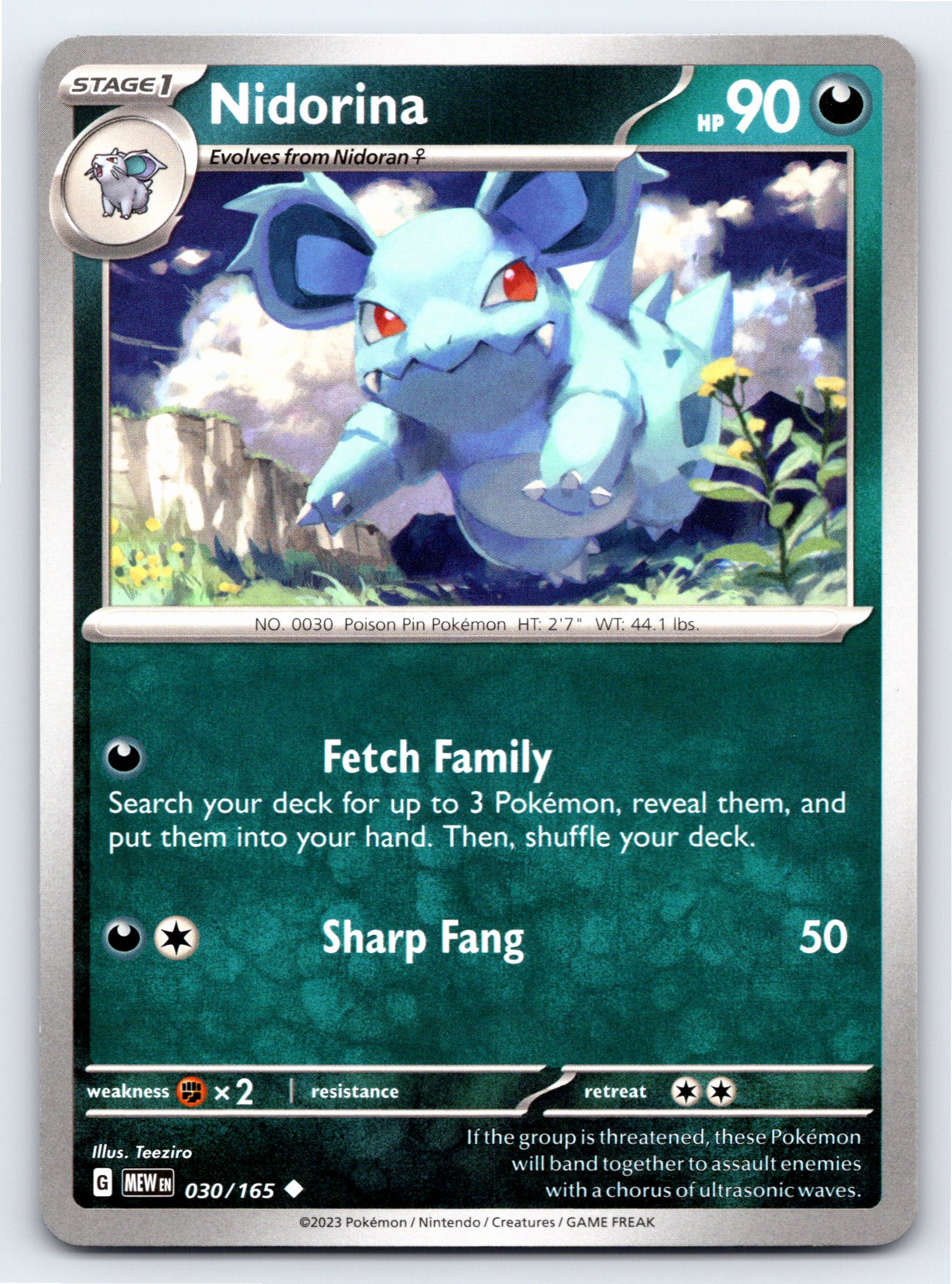 Nidorina 030/165 Uncommon Scarlet & Violet 151 Pokemon Card